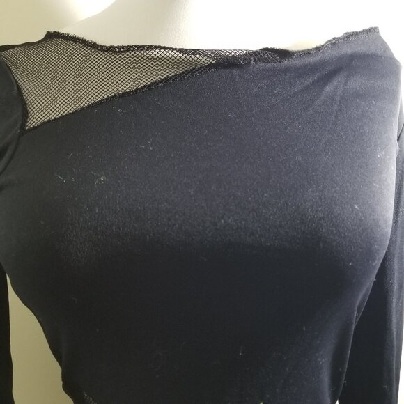 XOXO Brand black shirt with cute cut mesh on shoulder and side, size M - Picture 5 of 9